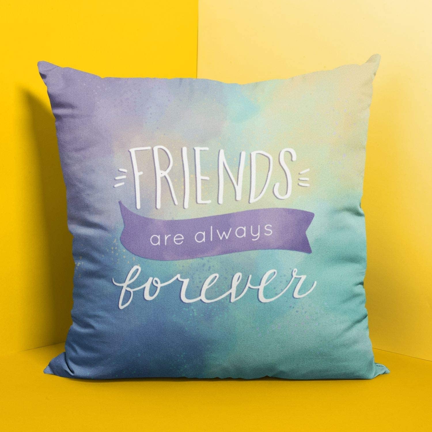 TheYaYaCafe 12X12 inches Friendship Day Friends Canvas Cotton Cushion (with Filler) Best Friends are Always Forever