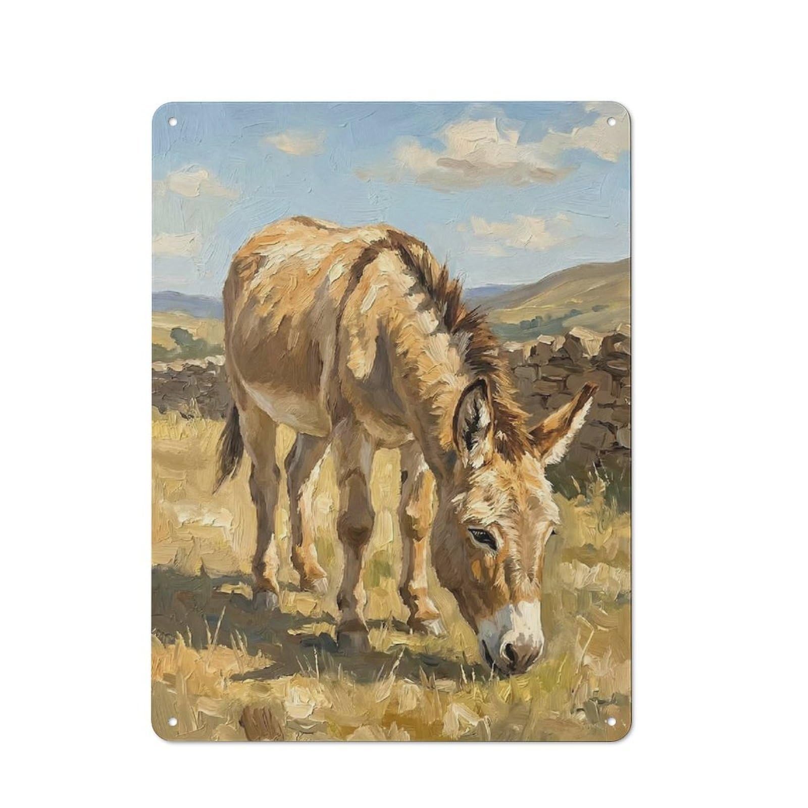 Junmoney Style-6 Shed Metal Sign With Donkey Grazing In A Field Design 40X30cm, Vintage Porch Wall Decor For Patio Bar, Workshop, Shed Or Kitchen