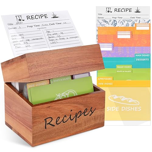 Icepark Recipe Box,Recipe Cards 100 Size 4"x6" with 15 Divider,1