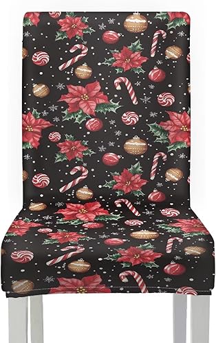 Miniatura 2 de HUGS IDEA Juego de 6 fundas para sillas de comedor con diseño de bastón de caramelo, fundas elásticas y lavables para sillas de comedor, fundas para