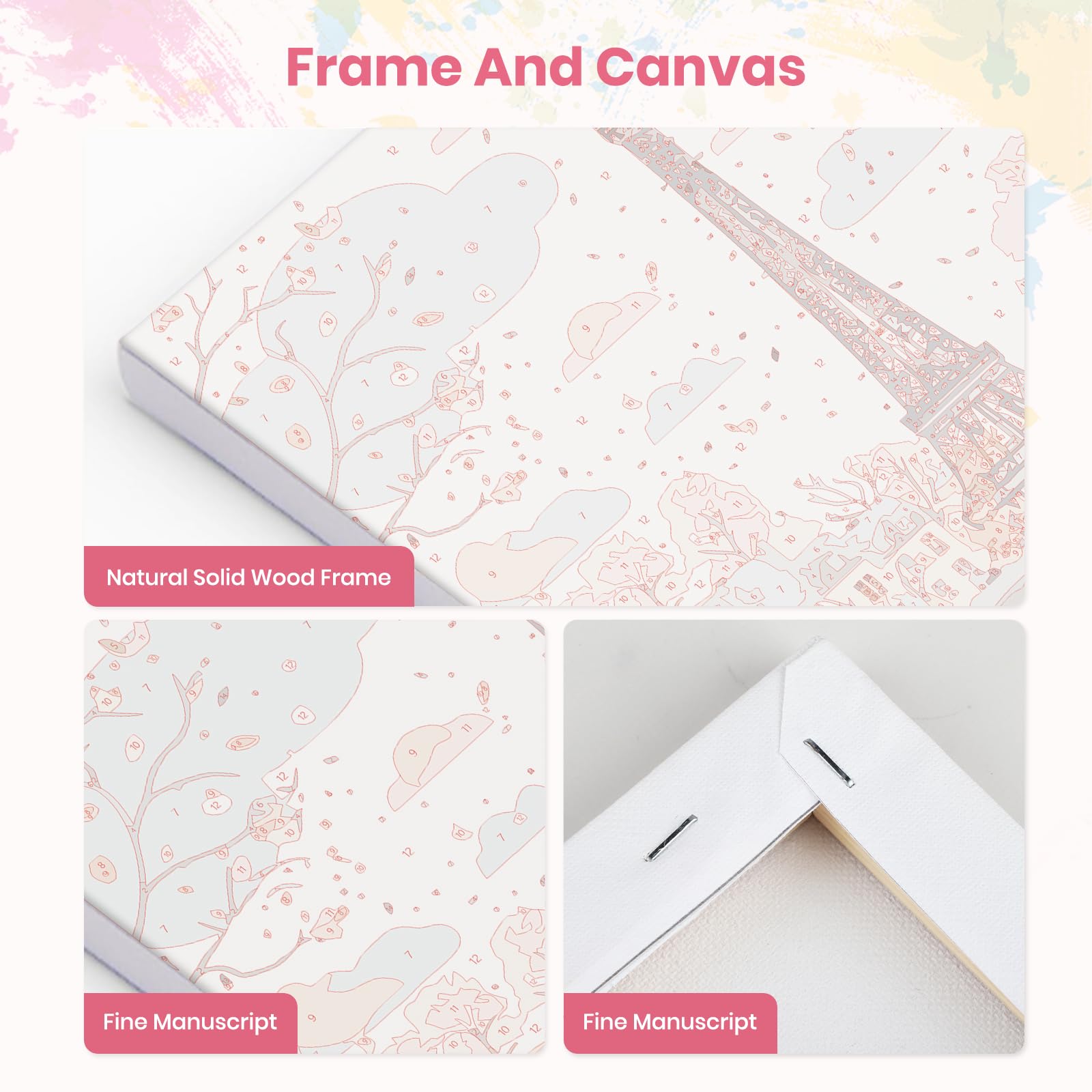 EOBROMD París Pintar por Numeros Adultos, Primavera Pintura por Numeros con Marco, Kit de Pintura al óleo de Lienzo DIY para con Pinceles, Pigmento Acrílico, Decoración para el Hogar 20x30cm - 5