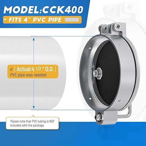 Miniatura 2 de AA Products - Kit universal de transporte de conductos para tubería de PVC de 4 pulgadas, no requiere perforación, color plateado