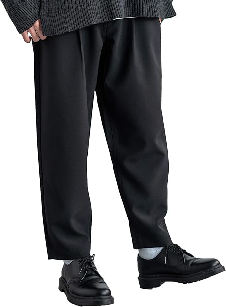 Amazon Abito アビト しわ防止 ポリトロワイドパンツ メンズ アンクル丈 クロップド トロピカル素材 テーパード 無地 シンプル キレイめ カジュアル ストリート イージーケア シェフパンツ ブラック Xlサイズ ロングパンツ 通販