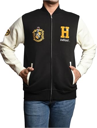 Licensed Harry Potter Varsity Baseball Jacket – Unisex Zip-Up Jacket with House Crests & Embroidery – 5 Hogwarts Designs, Sizes XS–2XL