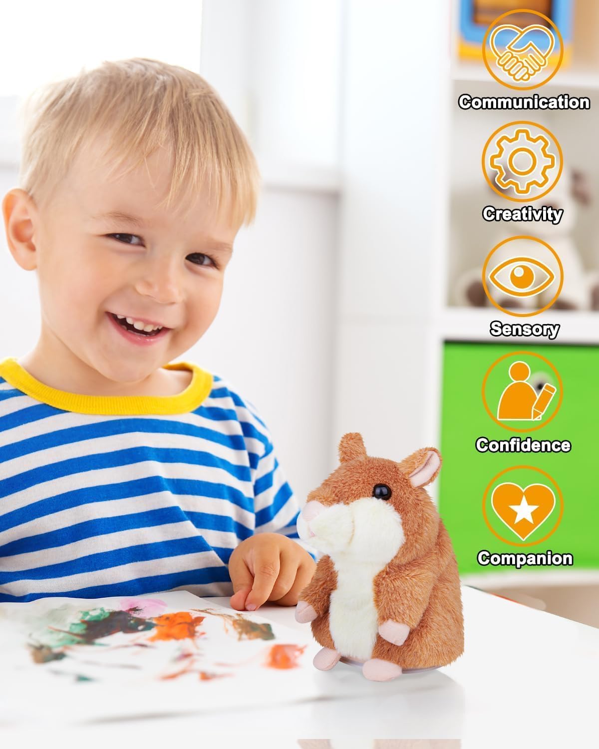 Ayeboovi Toddler Toys Talking Hamster Repeats What You Say, Kids Toys for 2 3 4 5 6 7 8 Year Old Girls Boys Birthday Gift, Stuffed Animals Interactive Learning Autism Toy
