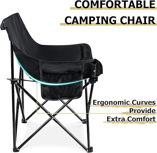 Miniatura 5 de Leonyo Sillas plegables de campamento, sillas portátiles para exteriores para adultos con bolsa de transporte para pesca al aire libre, senderismo y