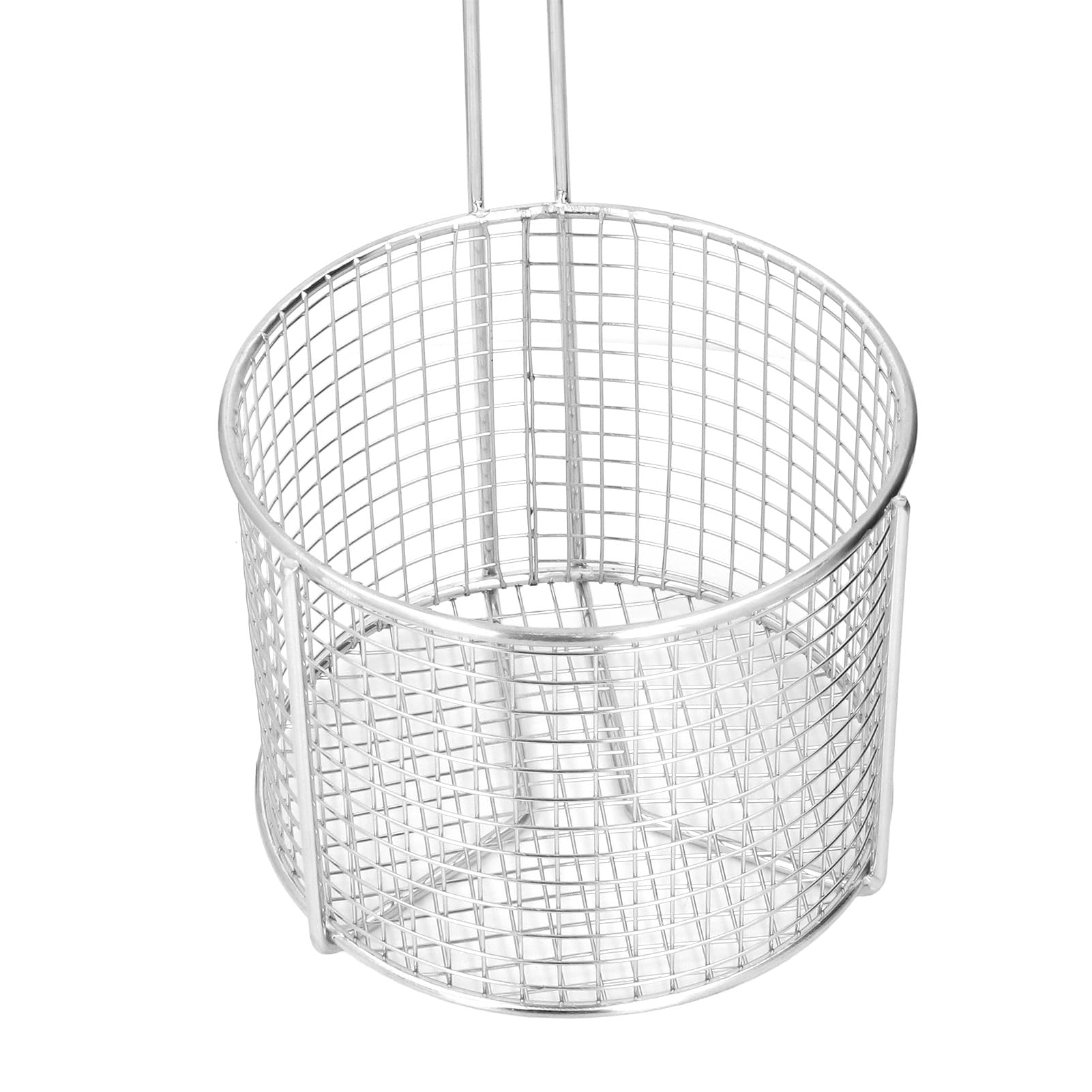 Cryfokt Cesta para Freír Redonda de Acero Inoxidable Precisa, Segura y Resistente para Freír y Servir Alimentos, con Asa para Utensilios de Cocina Domésticos (Malla escasa)