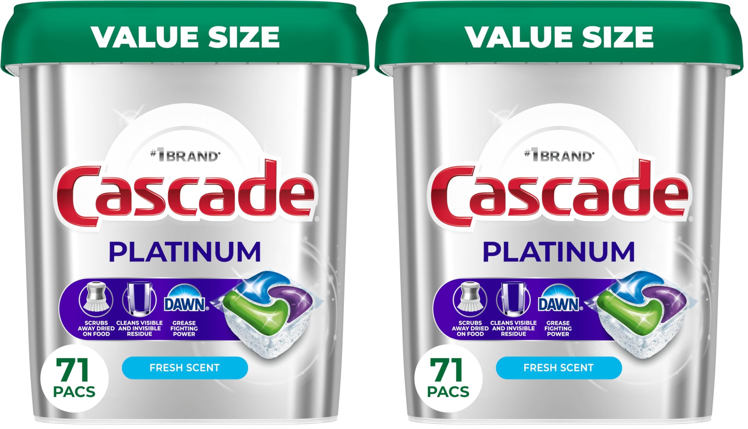 Cascade Platinum Dishwasher Pods, Dishwasher Detergent, Dish Detergent Soap, Fresh, 71 Count (Pack of 2)