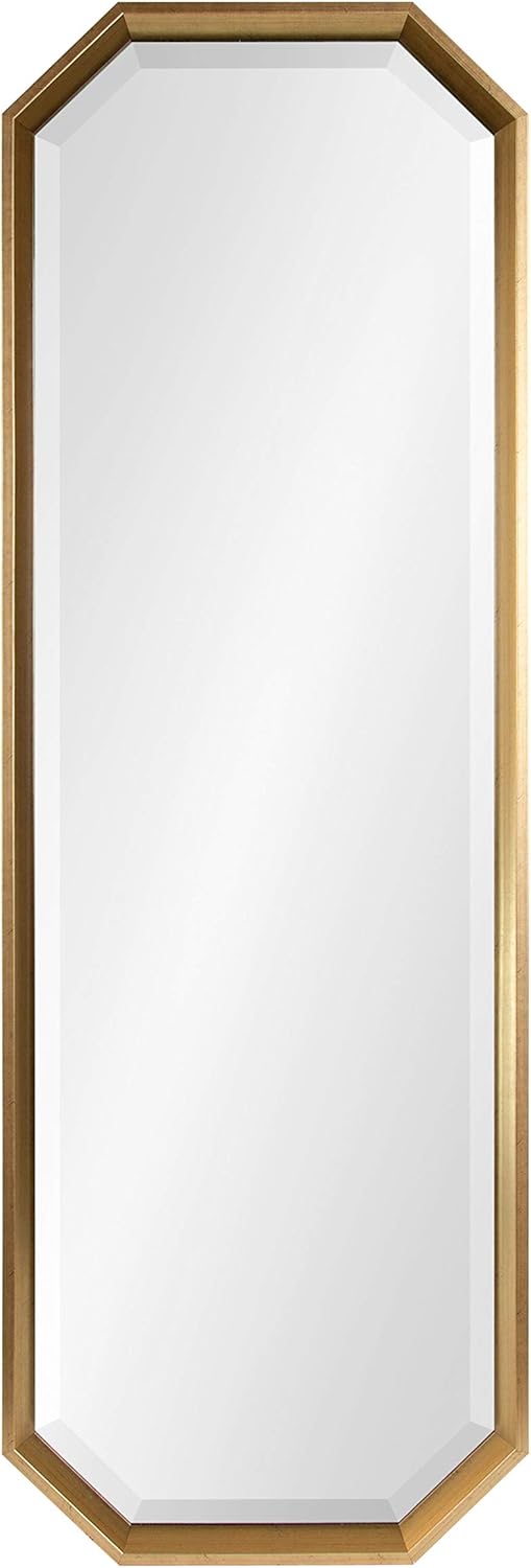 Kate and Laurel Calter Modern Full Length Framed Octagon Wall Mirror, 16 x 48.5, Gold, Decorative Glam Geometric Wall Accent