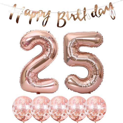 Miniatura 1 de Decoración de cumpleaños número 25, globos de papel de aluminio para fiesta de cumpleaños de 25 años, globos de helio, globos de látex número 25,