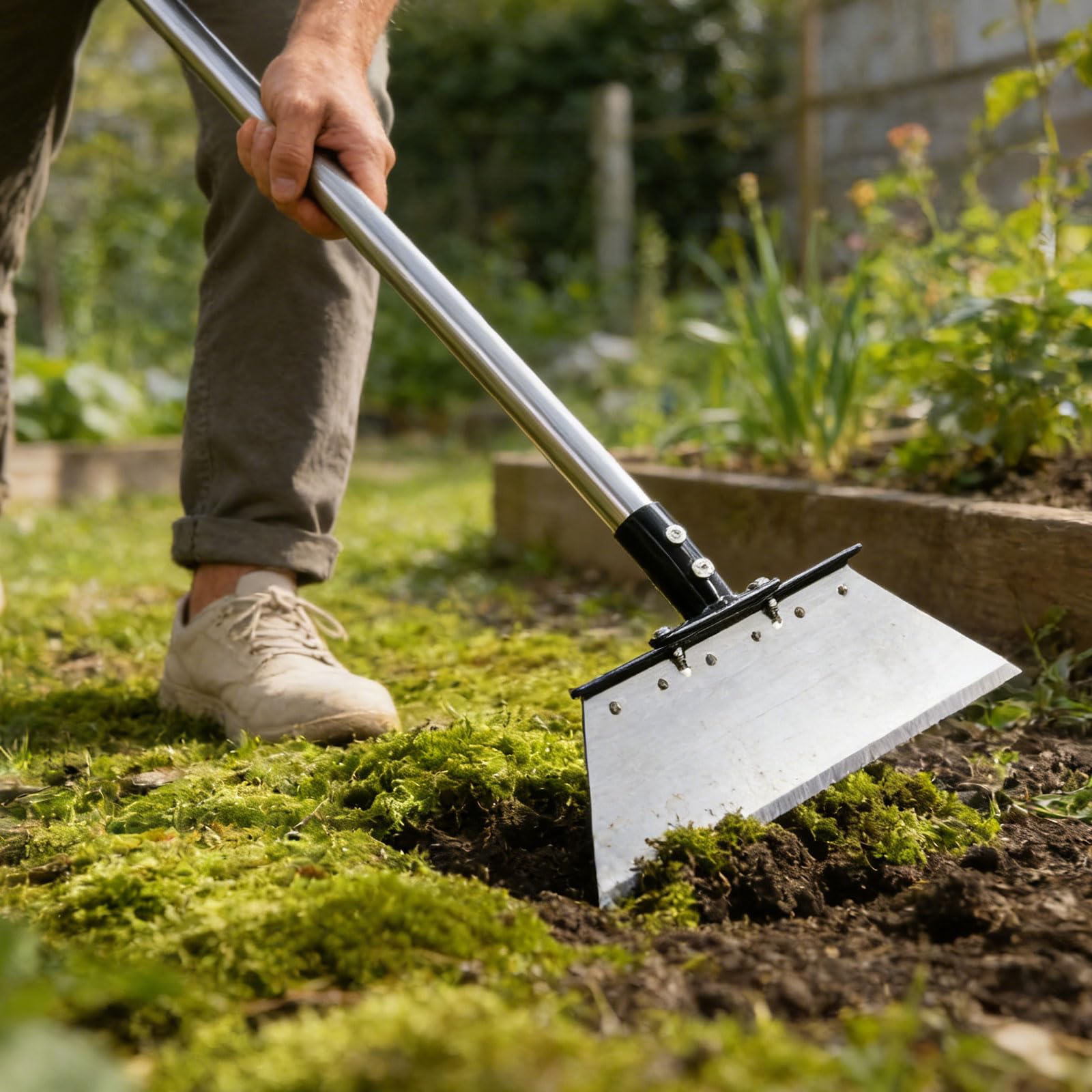 165CM Pelle de Nettoyage Multifonctionnelle avec Poignée D'extension en Acier Inoxydable Pelle Nettoyage Extérieur Jardin Longueur Réglable Grattoir Jardinage Desherbage pour aux Jardins Terrasses