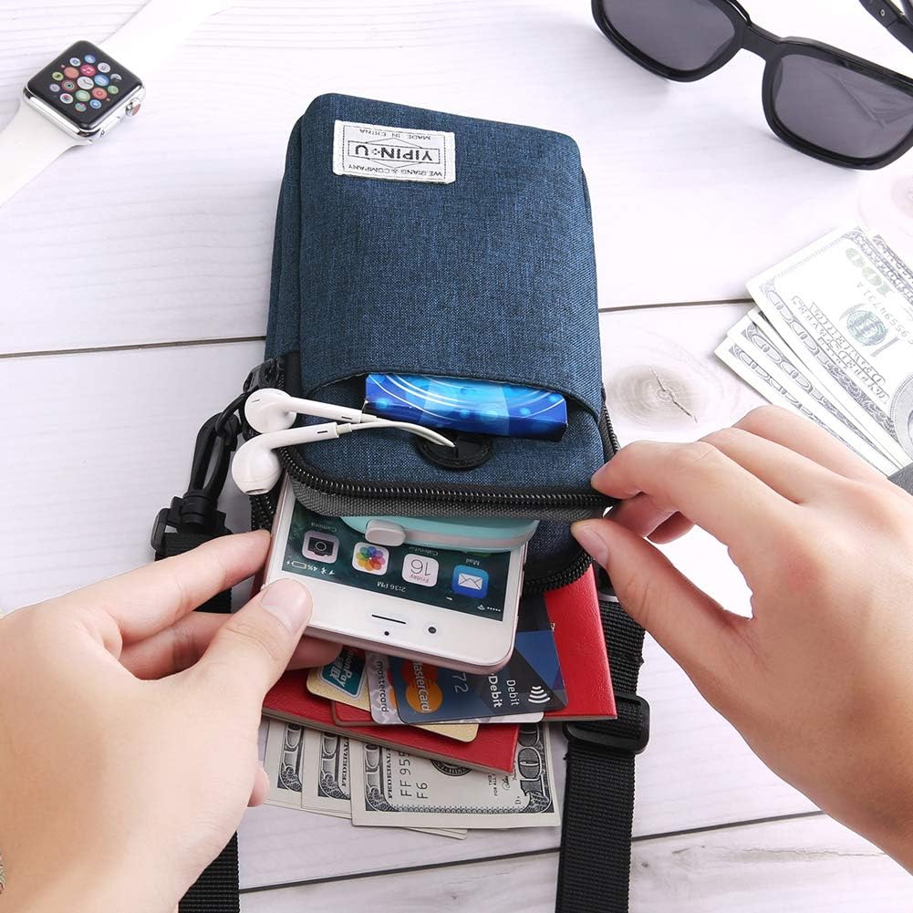 Neck Wallet Travel Stash Pouch Passport Holder Lightweight Crossbody Bag Small Messenger Bag with Carabiner Adjustable Strap (Red) - Image 2