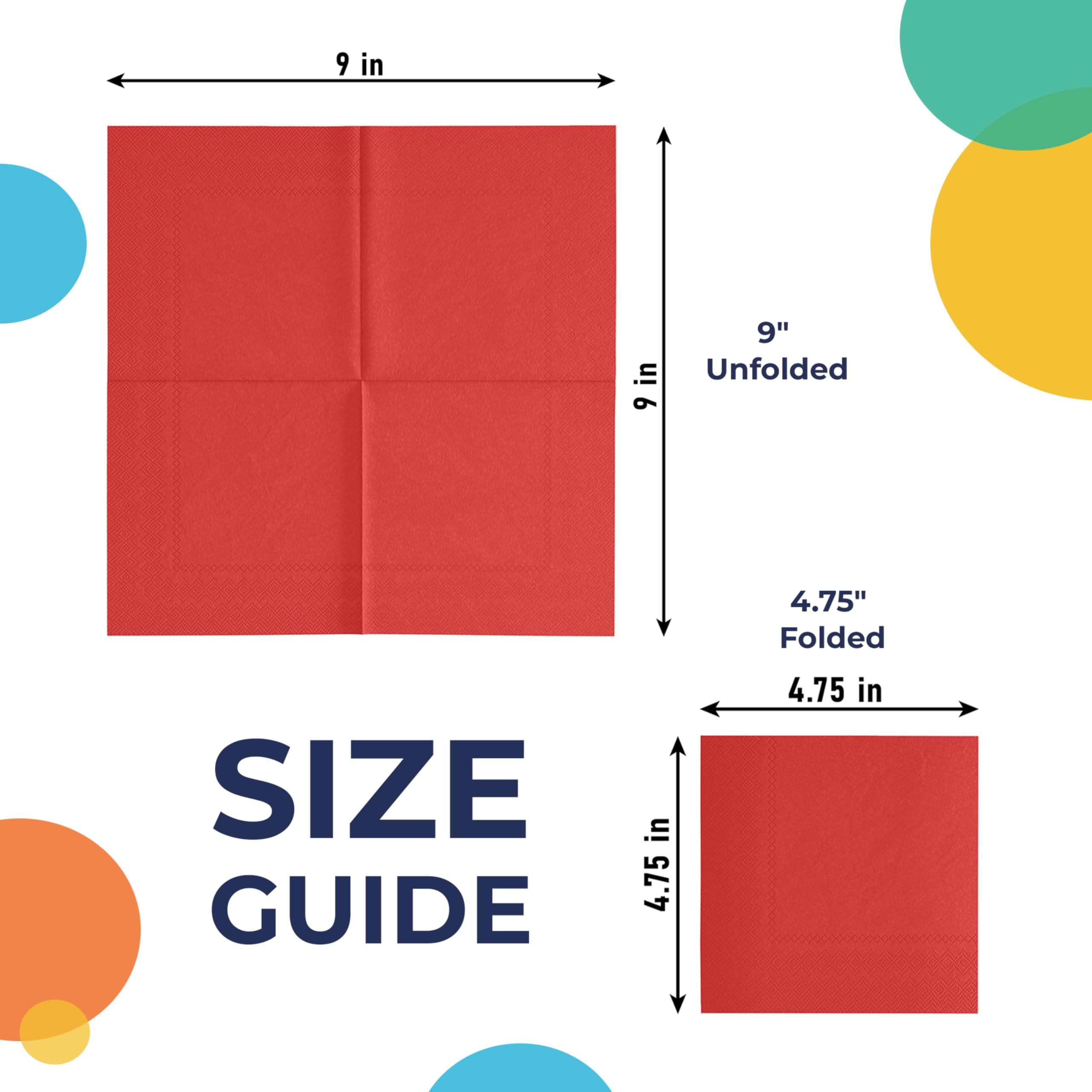 Party Solids Lot de 300 serviettes de table jetables à double épaisseur pour tous les jours - Rouge
