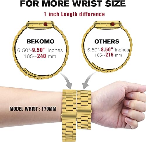 Miniatura 2 de Bekomo Compatible con Apple Watch Band de 1.929 in 1.732 in 1.772 in 1.654 in 1.575 in 1.496 in 1.614 in, correas de acero inoxidable XL grandes