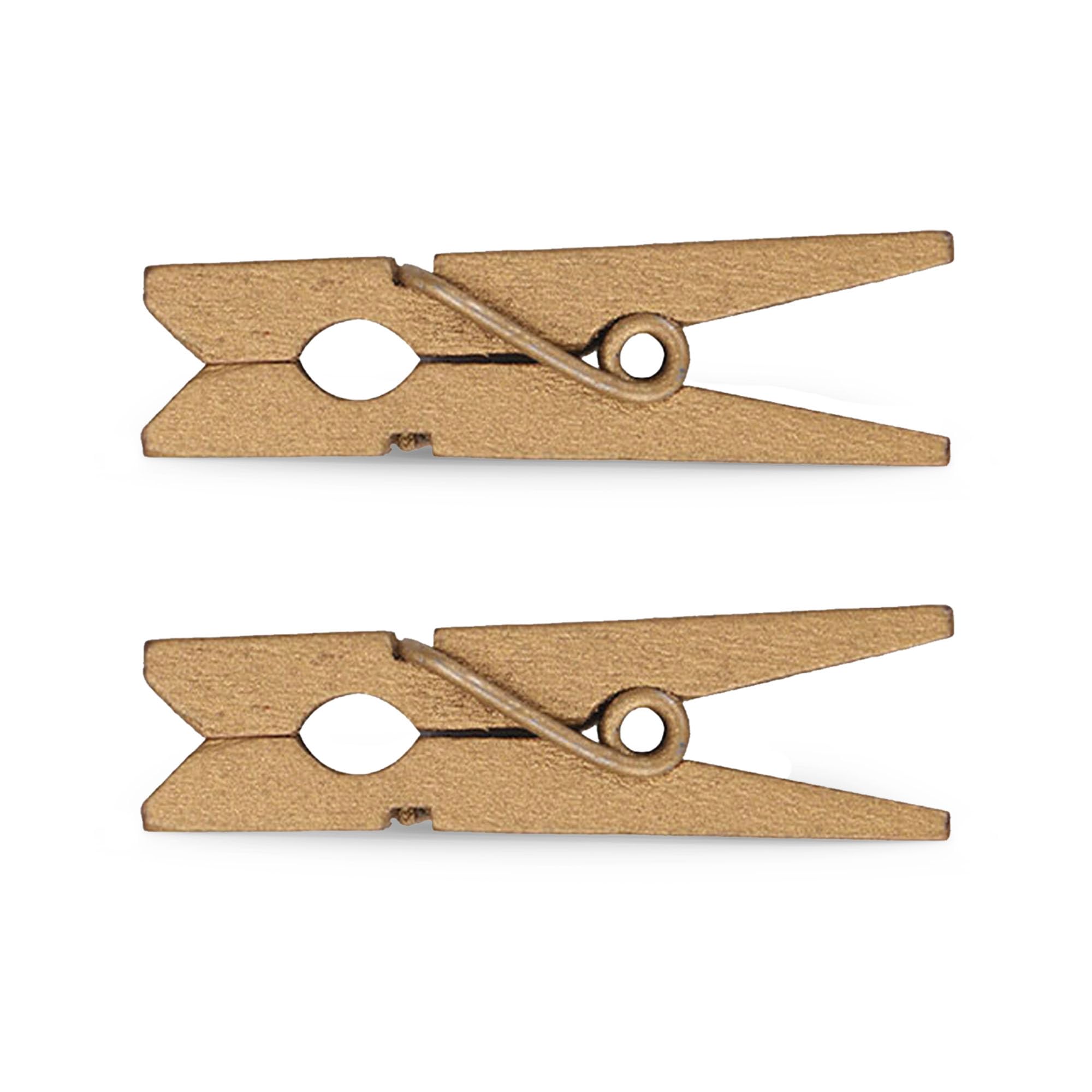 Trimming Shop Pack of 50 Mini Craft Wooden Pegs, Small Crafting Pegs, 3.5cm Gold Mini Wooden Peg Embellishments, Tiny Pegs for Hanging Photos, DIY Art & Craft Projects