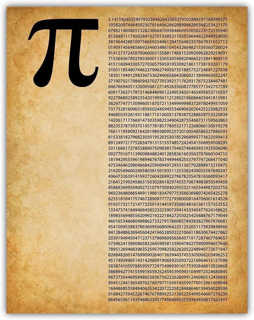 Pi Digits 11x14 Unframed Print โ Pi Symbol Wall Art for Classroom or Math Department, Home Office, Study, Dorm Room or Library โ Minimalist Mathematical Design for Teachers, Students