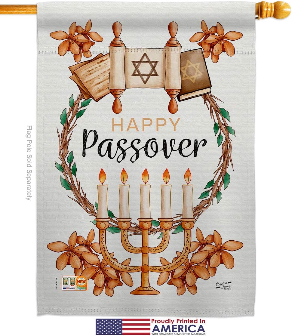 Passover House Flag Religious Wine Celebration Festival Holiday Jewish Hanukkah David Small Decorative Gift Yard Banner Made In USA 28 X 40