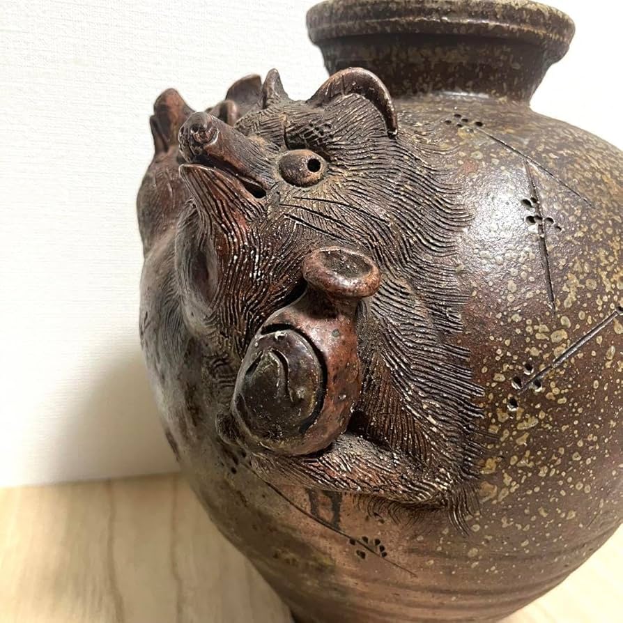 Amazon.co.jp: 貴重 備前焼 狸飾り入狸壺 飾り壺 置物 陶器 陶芸 花瓶