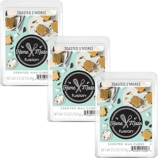 FUSION by Scentsationals Scented Wax Fragrance Melts - Toasted S'Mores - Wax Cubes Pack, Home Warmer Tart, Electric Wickless Candle Bar Air Freshener, Spa Aroma Decor Gift - 2.5oz (3-Pack)