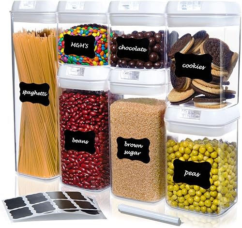 Kitchen Logic - Recipientes herméticos para almacenamiento de alimentos con tapas, fáciles de bloquear, juego de recipientes para organizar la