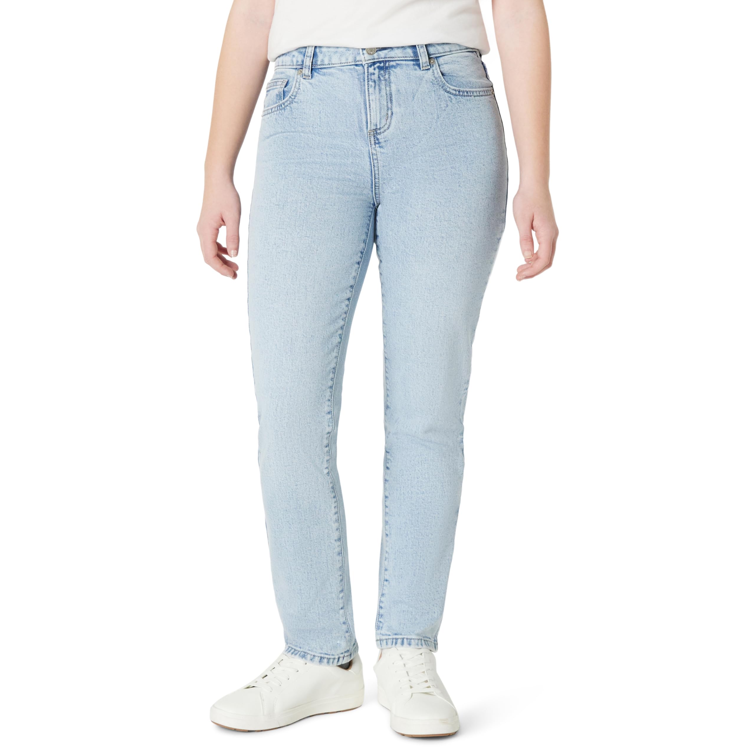 Amazon Essentials Mädchen Straight-Fit-Jeans mit Mittlerem Stretchanteil und Mittelhohem Bund