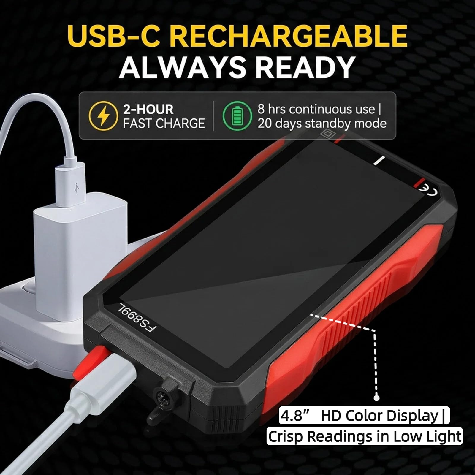 Digital Multimeter FS899L Upgraded - USB Rechargeable with Stand — Amazon image 4