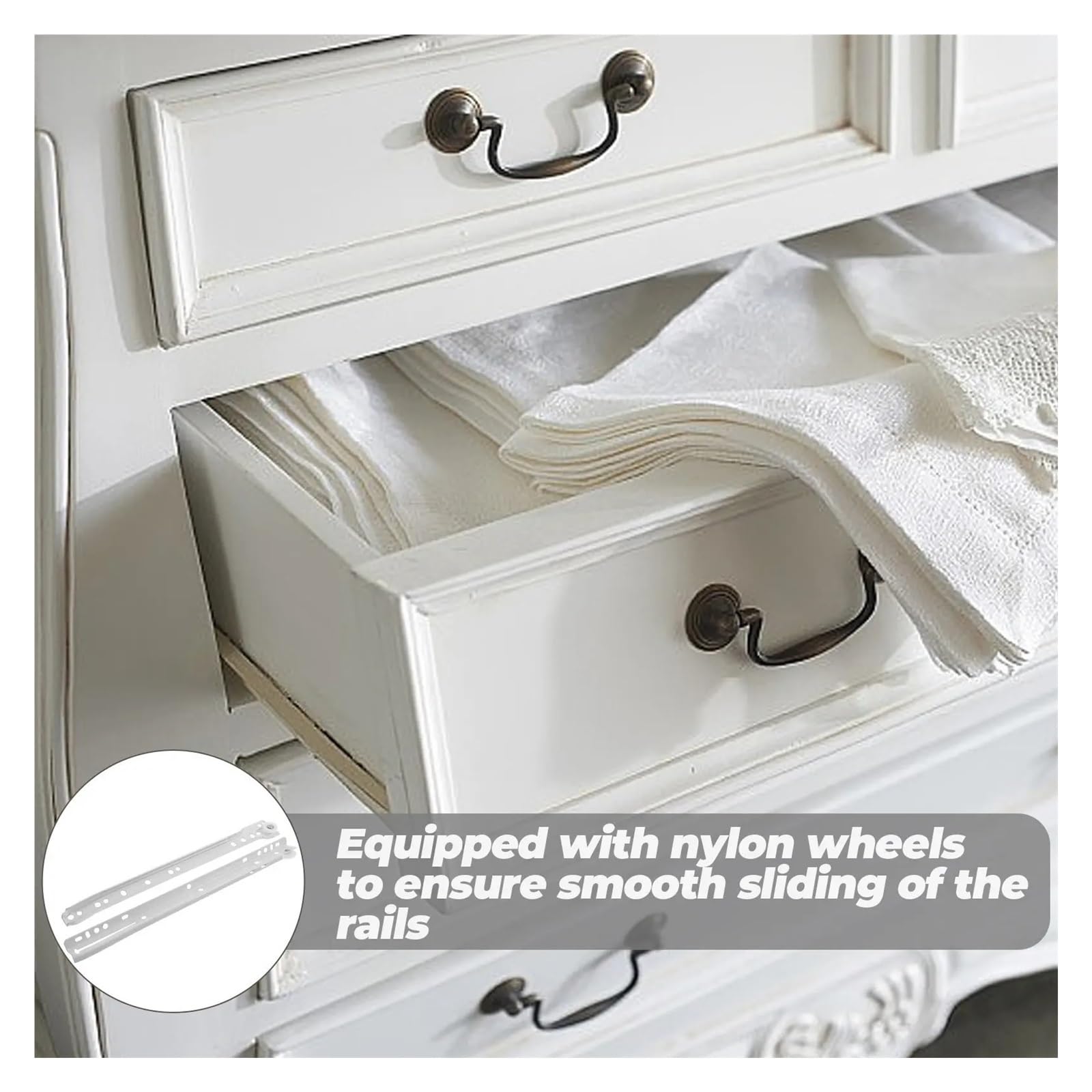 Guide per cassetti con cuscinetti a sfera montati 2 Set Di Guide Cassetti For Tastiera Resistenti Con Ruote In Nylon
