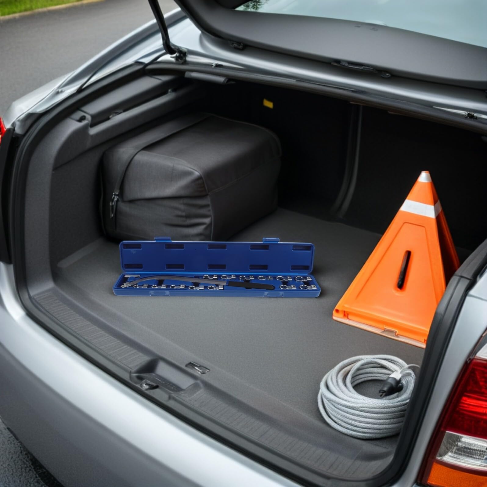15 Sztuk Częściowy Narzędzi Do Napinania Paska Wieloklinowego z Regulowanym Kluczem i Adapterami Wytrzymały Do Precyzyjnej Regulacji Napinacza Paska Rozrządu dla Mechaników
