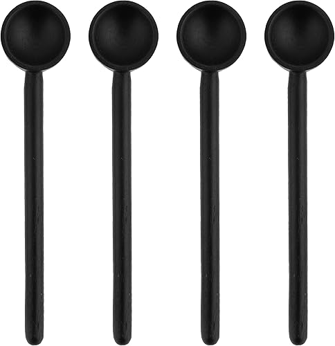 Karma Gifts - Juego de 4 cucharas de degustación, cucharas de madera negra para cocinar, juego de 4, tamaño pequeño
