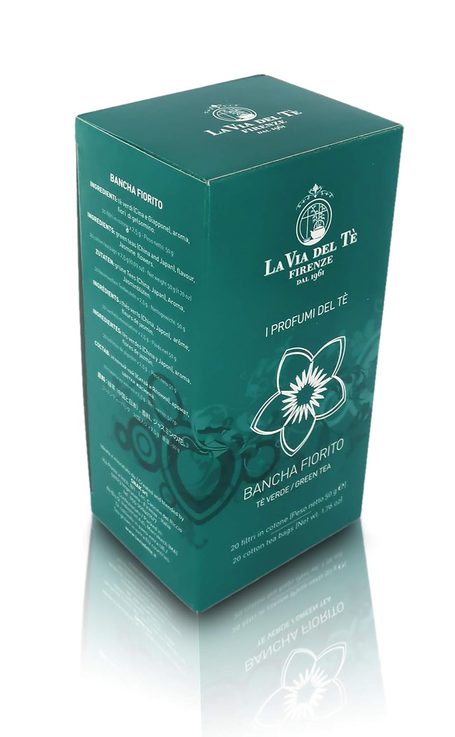 La Via del Te Bancha Fiorito, Japanese Jasmine Green Tea, 20 Teabags, Total Net Wt: 50g / 1.76oz