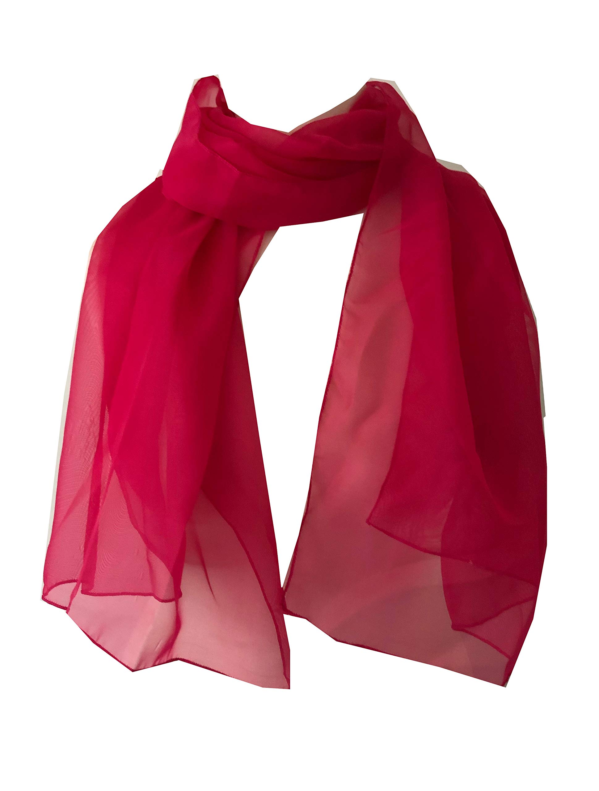 Pamper Yourself Now Women's Fuschia Plain Block Colour Chiffon Style Scarf, Thin Pretty Scarf, Great For Any Outfit Lovely Gift. (Fuschia)