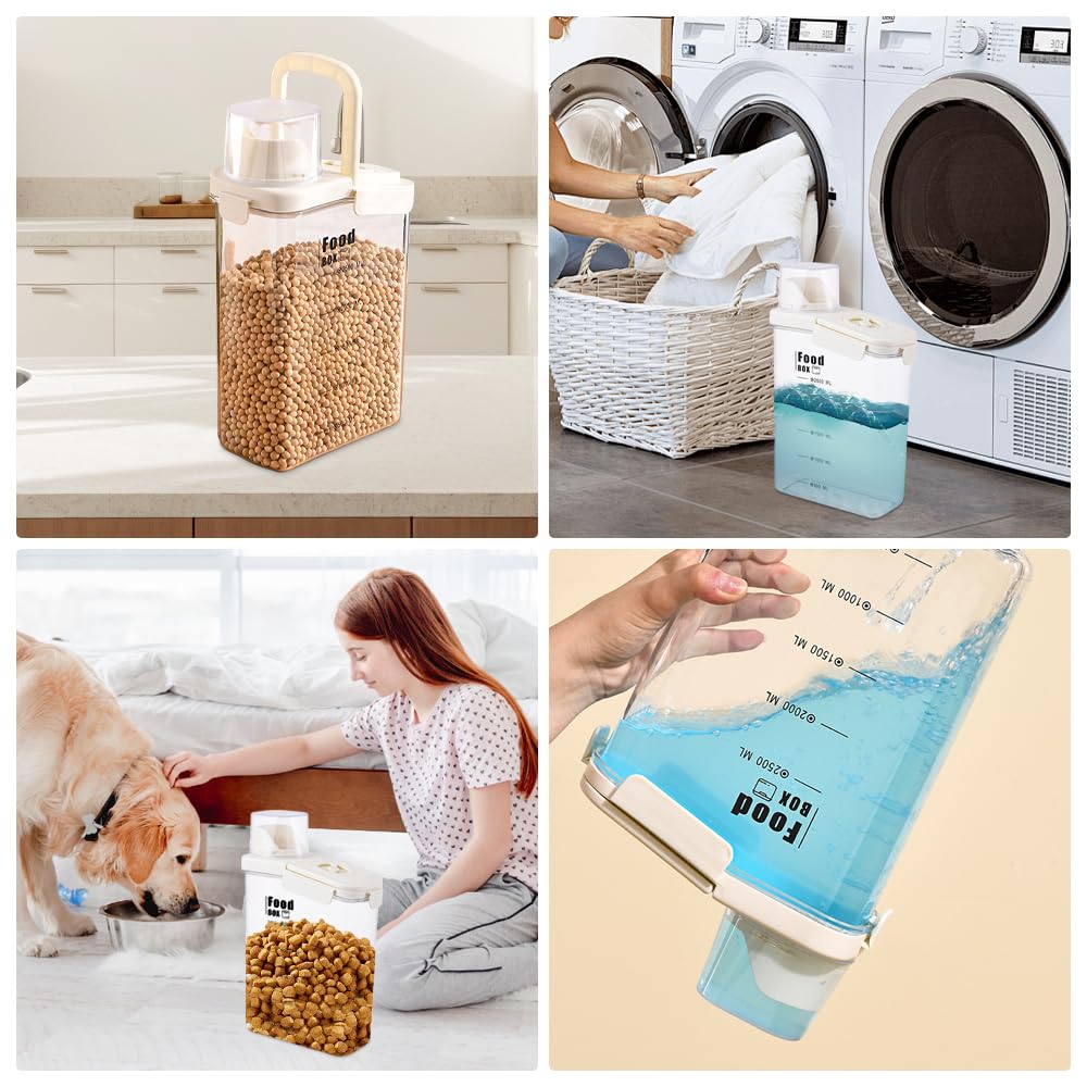 imposyu 2 Pezzi Contenitori Cucina di Cereali Trasparente 2800ml Contenitori Ermetici per Alimenti Secchi Porta Cereali da Colazione con Scala, con Beccuccio