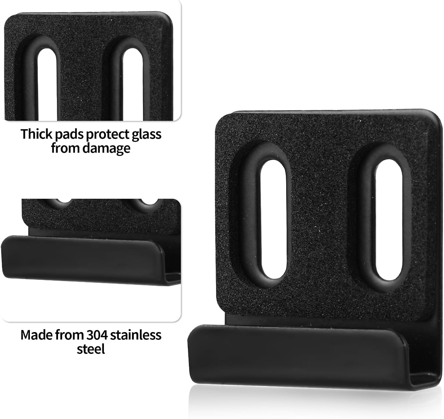 8pcs Metal Mirror Hanger Clip Kit, Heavy Duty Mirror Wall Mount Bracket with Screws & Expansion Plugs Frame Hardware Holder Hook Clips for Frameless Hanging Displays Tile Billboard(Black)