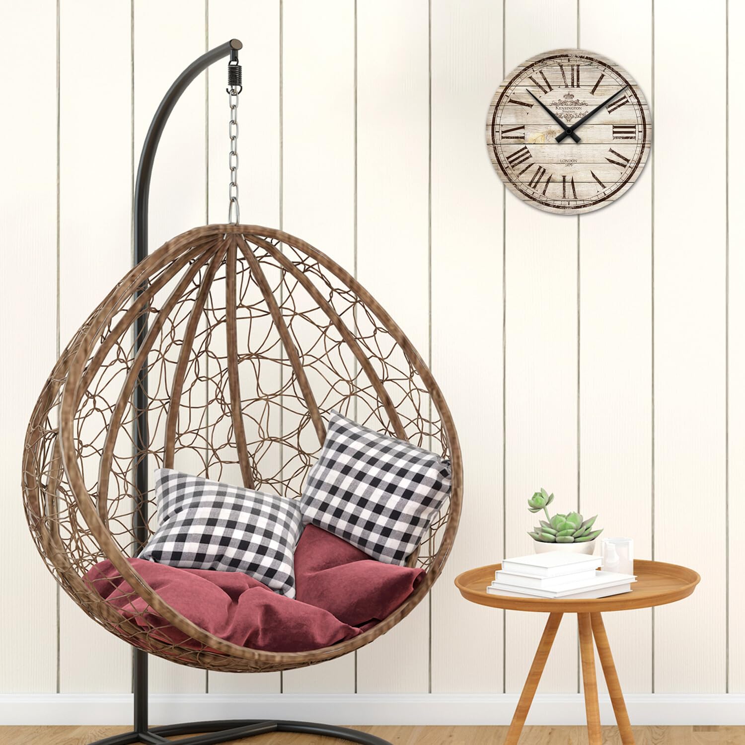 Giallobus - Reloj de línea Basic - Reloj de la estación - Madera de MDF - Basic 30x30 - Mecanismo silencioso - Listo para Colgar - Modernos