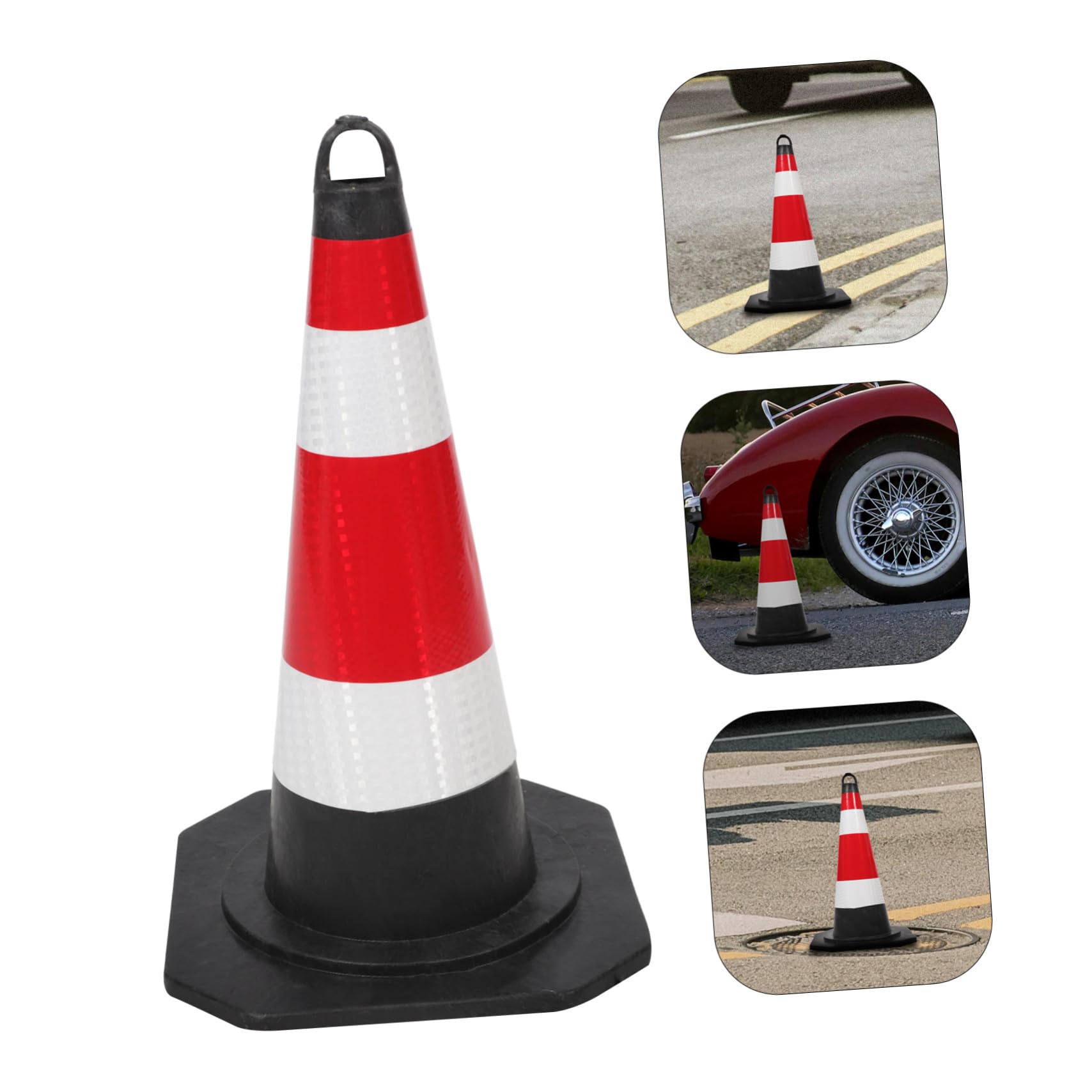 Beaupretty Cône de Signalisation Plastique 45 Cm Réfléchissant Base Stable pour Sécurité Routière, Barrière de Stationnement et Cônes D'entraînement Professionnels
