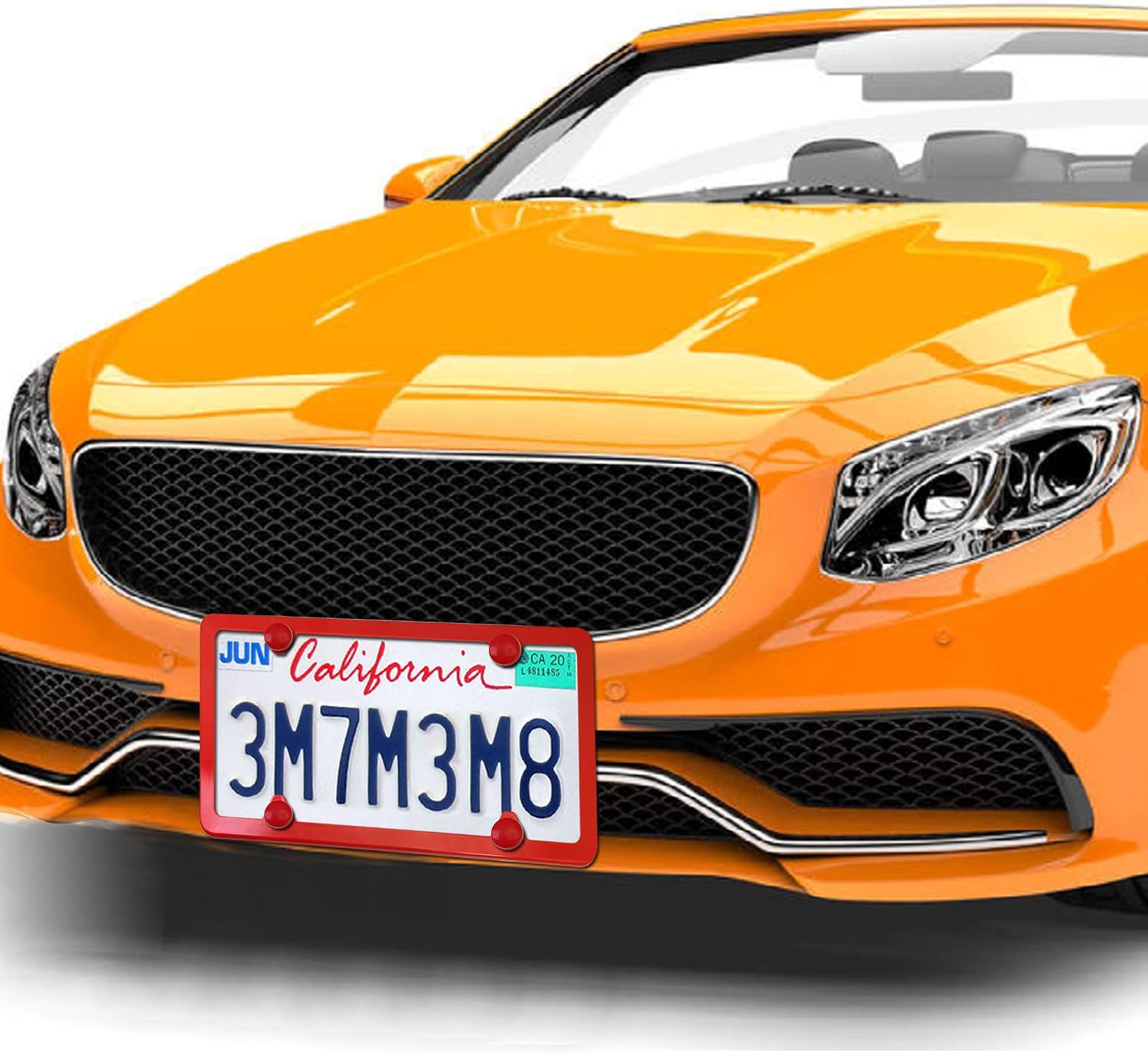 BGMVFK Sparkle Red License Plate Frames for Women- 2 Pack 4 Holes Thin Metal Aluminum Car Tag Cover Holder with Stainless Steel Screws Caps, Rust/Rattle Proof Pads, Gift- Gloss Red Car Accessories
