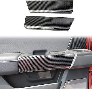 Korlot Carbon Fiber Interior Door Handle molding Cover Trims for Ford F150 2021+ for 2023-2025 F250 F350 Super Duty(Rear Door)