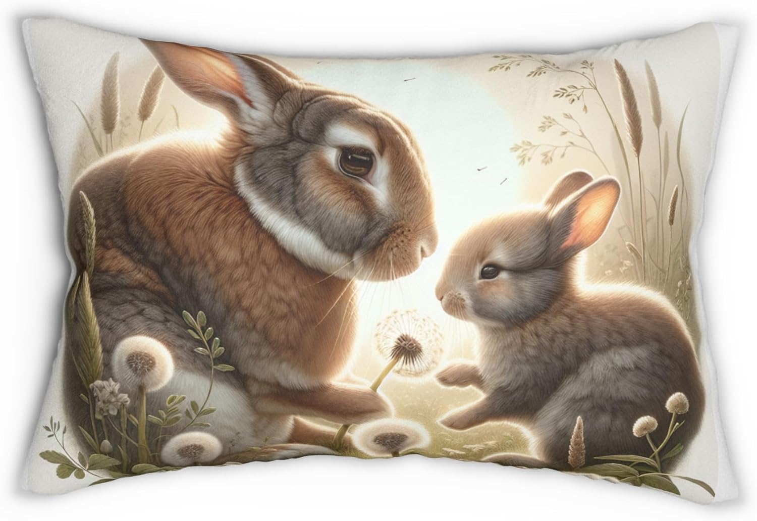 Whimsical Rabbit Lumbar Pillow | Cozy Home Decor, Nursery Cushion, Gift for Animal Lovers, Easter Decoration, Nature-Themed