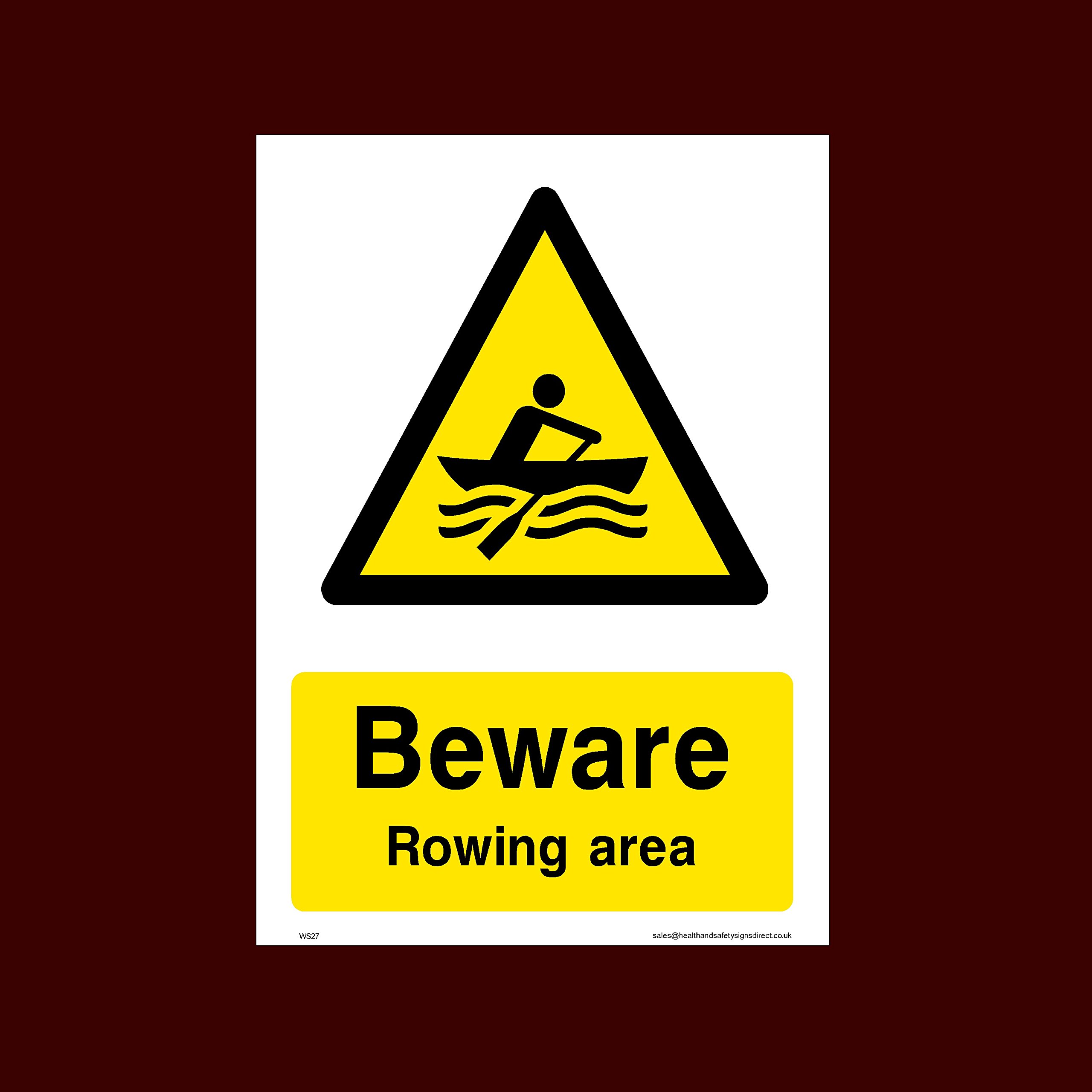Ussp&S Beware Rowing Area Sticker/Self Adhesive Sign (Ws27) - No Swimming, No Diving, No Sailing, Deep Water, Eating & Drinking, Slippery