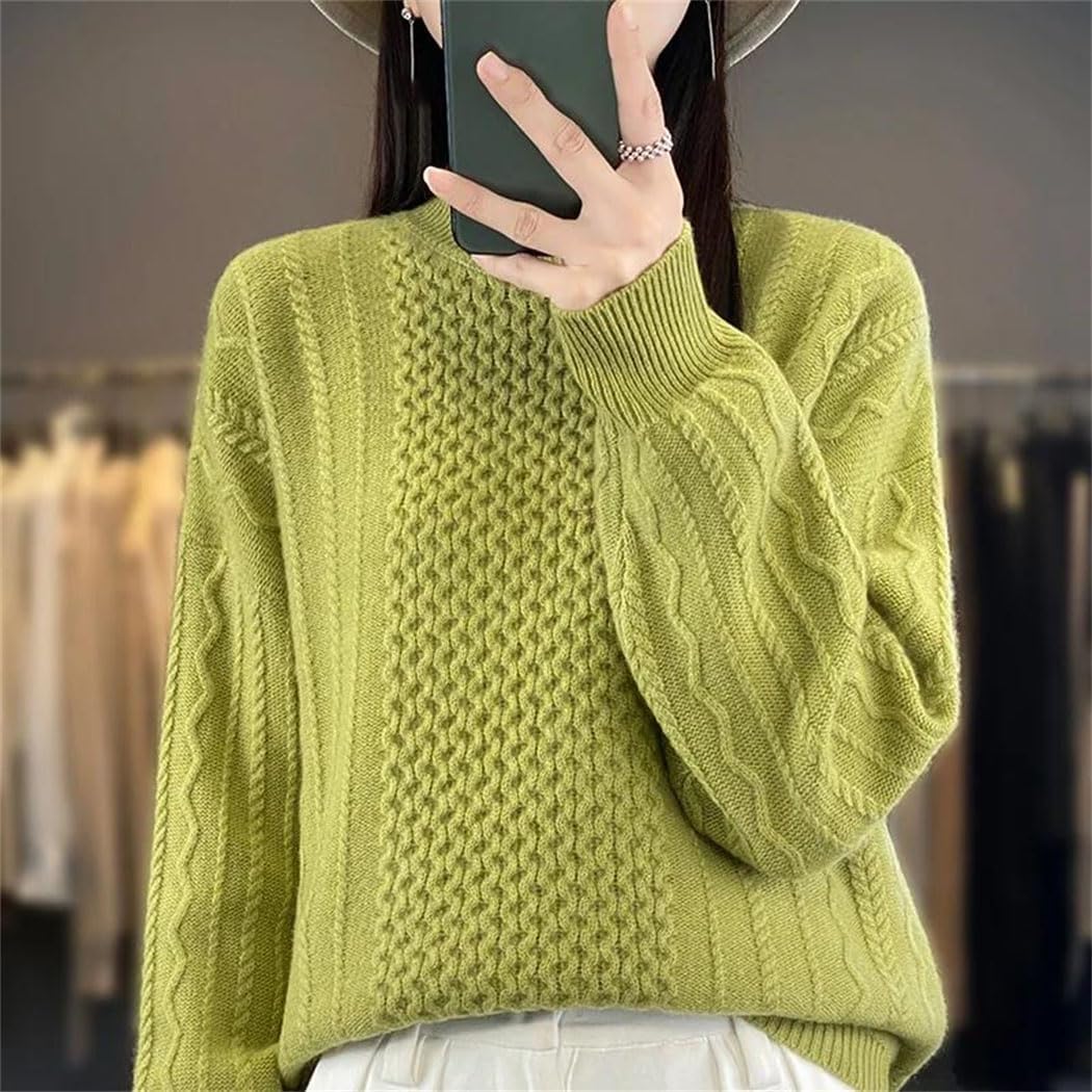 Women Solid Elegant Pullover Sweater Long Sleeve Turtleneck Cable Knitted Sweaters Office Casual Thermal Tops