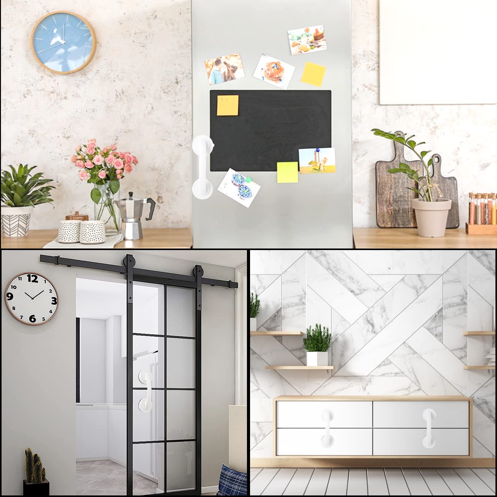Piezas Barras de Agarre con Ventosa para Baño, Manijas de Agarre de Plástico de 19 cm para Ducha, Manijas de Agarre de Ducha Blancas Antideslizantes para Puerta de Ducha, Habitación, Ventana, Cajón