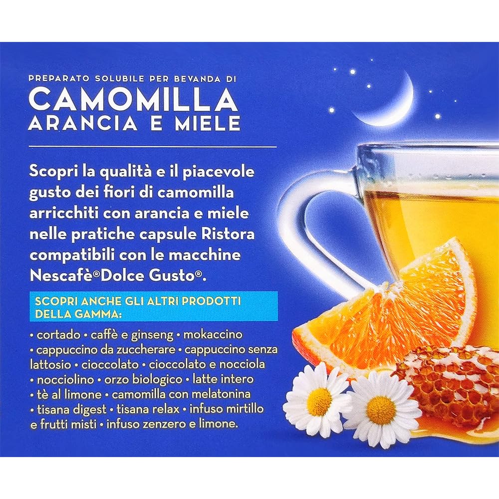 Ristora - Cápsulas compatibles Dolce Gusto de manzanilla, naranja y miel, 10 unidades