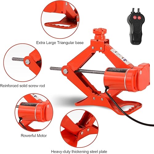 Miniatura 2 de TYAYT Kit de gato eléctrico para automóvil, gato automotriz de 3 toneladas y 12 voltios, gato de tijera eléctrico para automóvil, sedán y SUV, gato