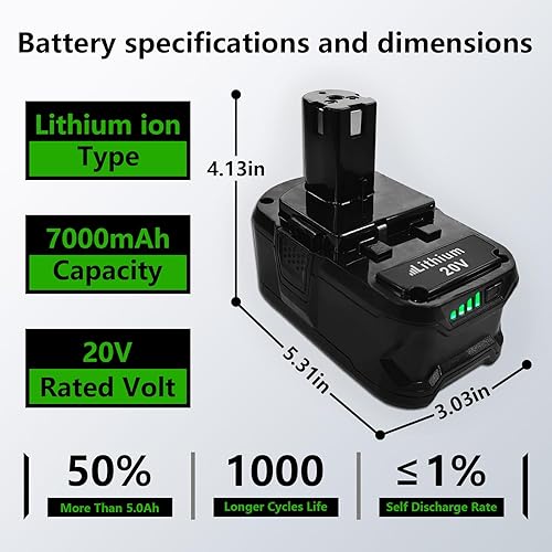 Miniatura 2 de Batería de repuesto de 20 V 7.0 Ah para batería de iones de litio Ryobi P102 P103 P105 P107 P108 P109 P190 P122 Baterías recargables rápidas con