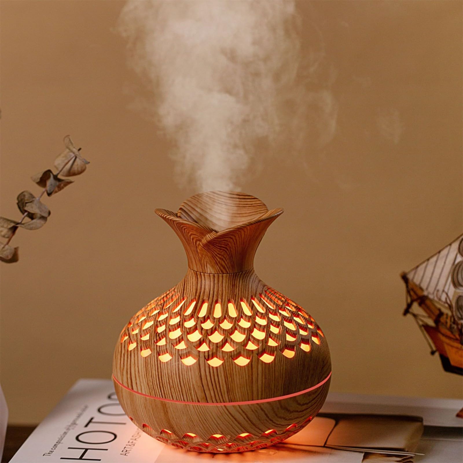 7 Color Light Essential Oil Diffuser Aroma Humidifier Air Freshener, Small Humidifiers Woo...