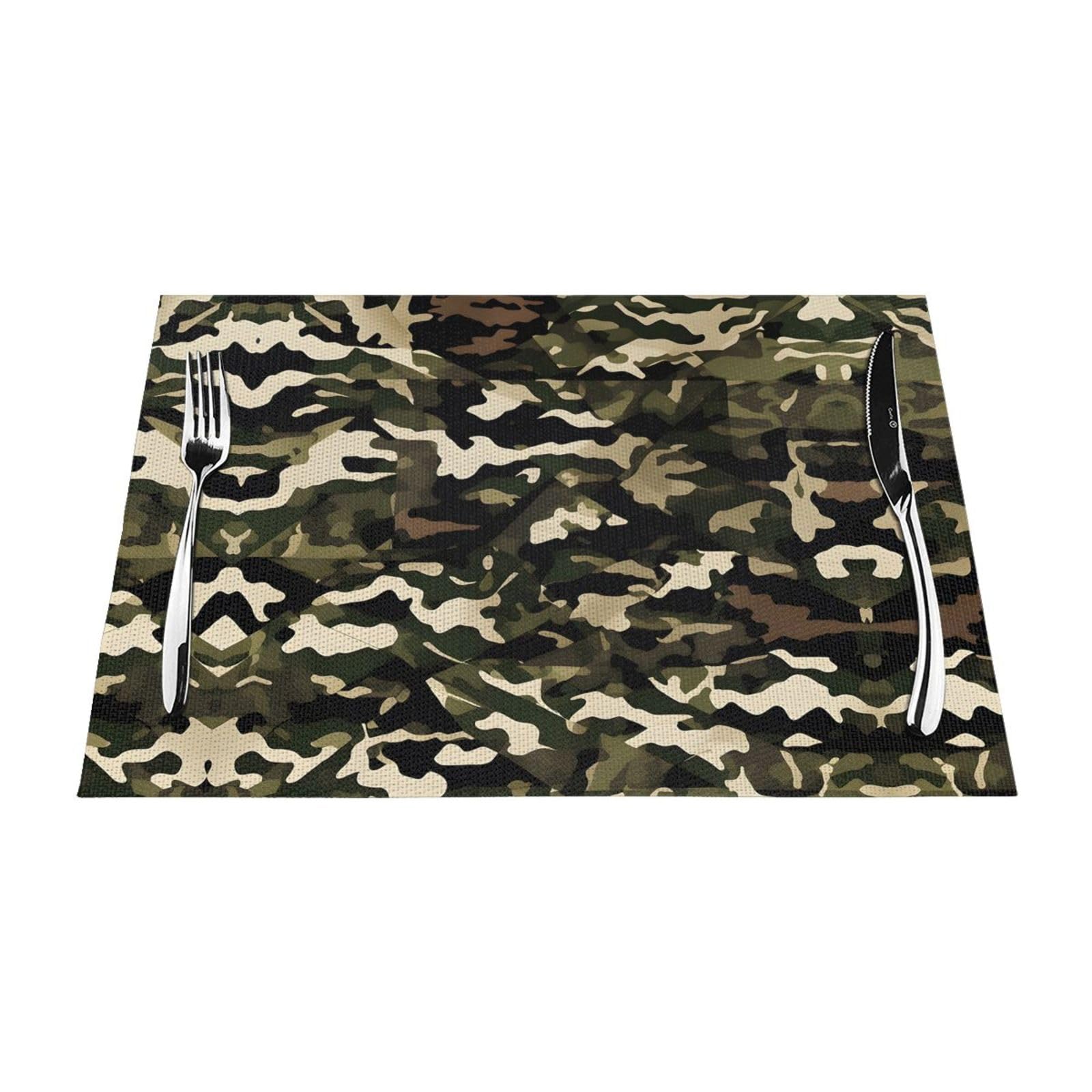 Placemats Set of 6,Table Mats Washable Placemat Decoration, Camo Print