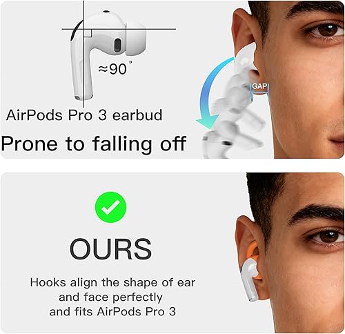 Miniatura 2 de Ganchos para los oídos para AirPods Pro 3 y AirPods 4 DamonLight 2 pares de ganchos para los oídos, antideslizantes y cómodos, diseño ergonómico,