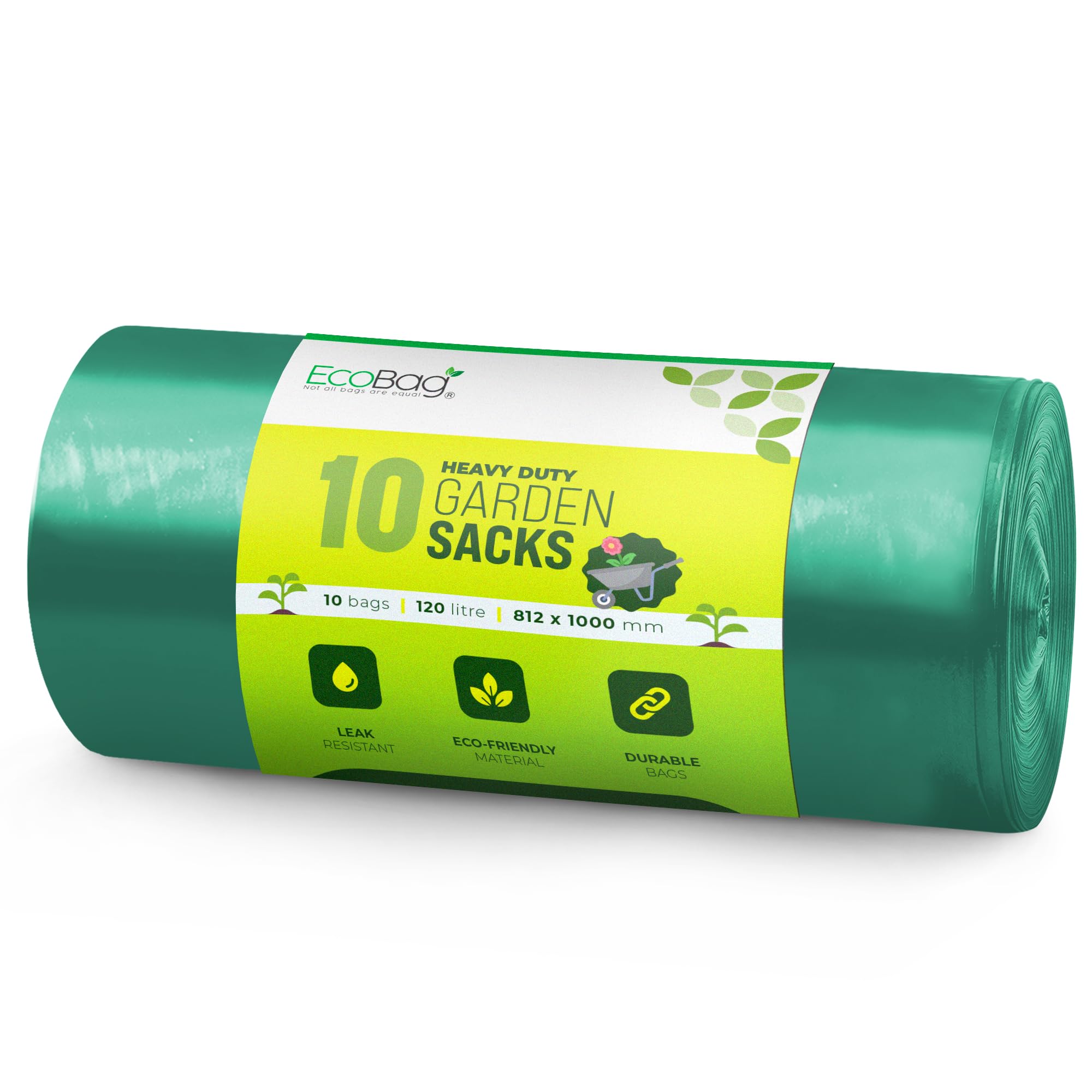EcoBag - 25 Pack Extra Strong Heavy Duty Garden Sacks - 80L - 30 Microns - Recyclable, Leak Resistant & Eco-Friendly, Durable Garden Waste Disposal Bags for Household & Commercial Use (700x860mm) — view 12