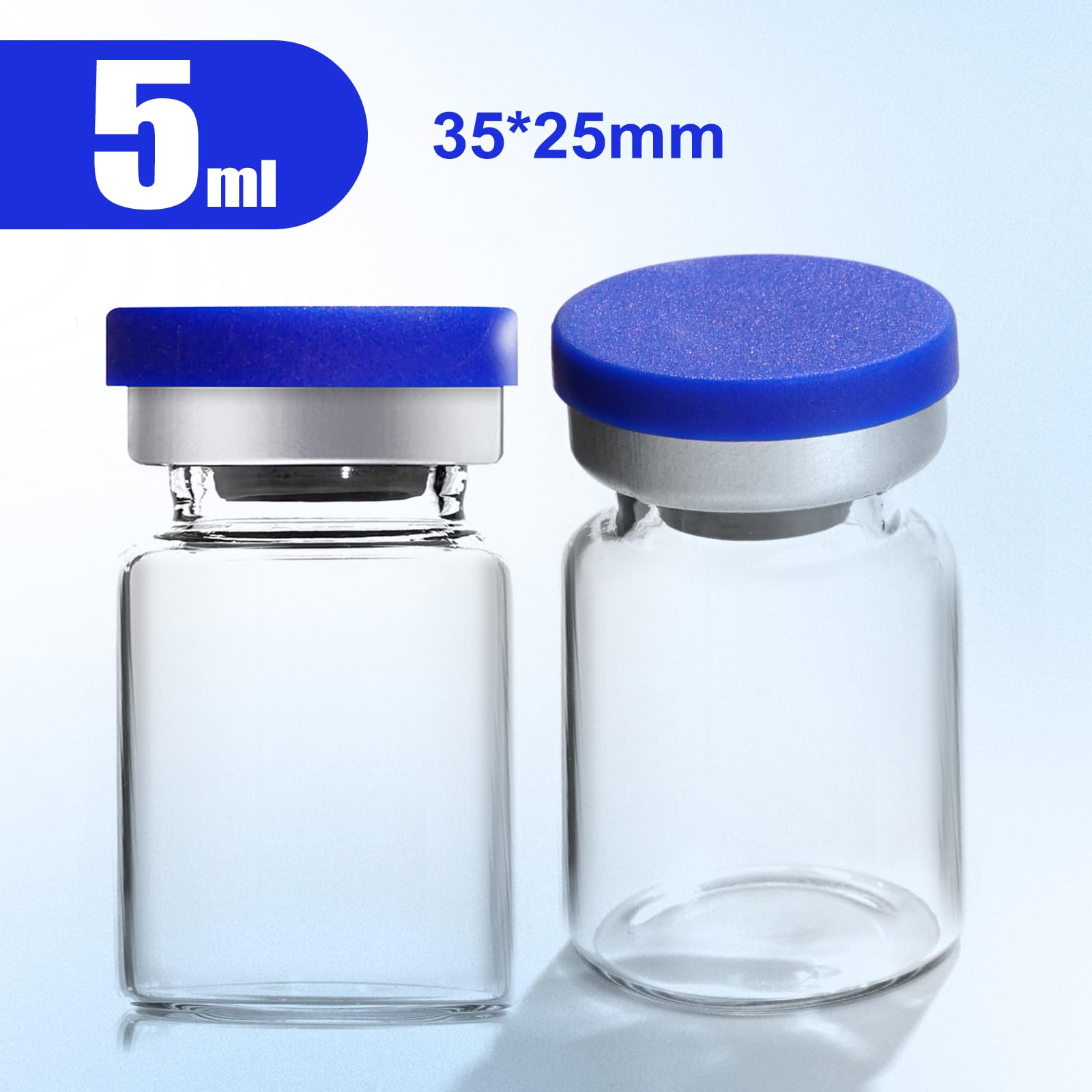5 ml Sterile Empty Vials Glass Vials with Caps and Rubber, Laboratory Sealed Liquid Sample Storage Vials (10pcs pcs