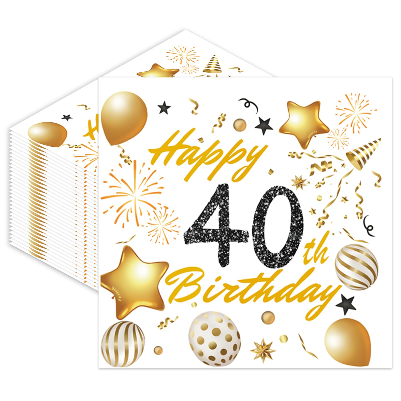 40th Birthday Paper Napkins Disposable 40pcs Party Paper Serviettes Happy Birthday Tableware Decoration for Her,Him,Women,Men — image 1